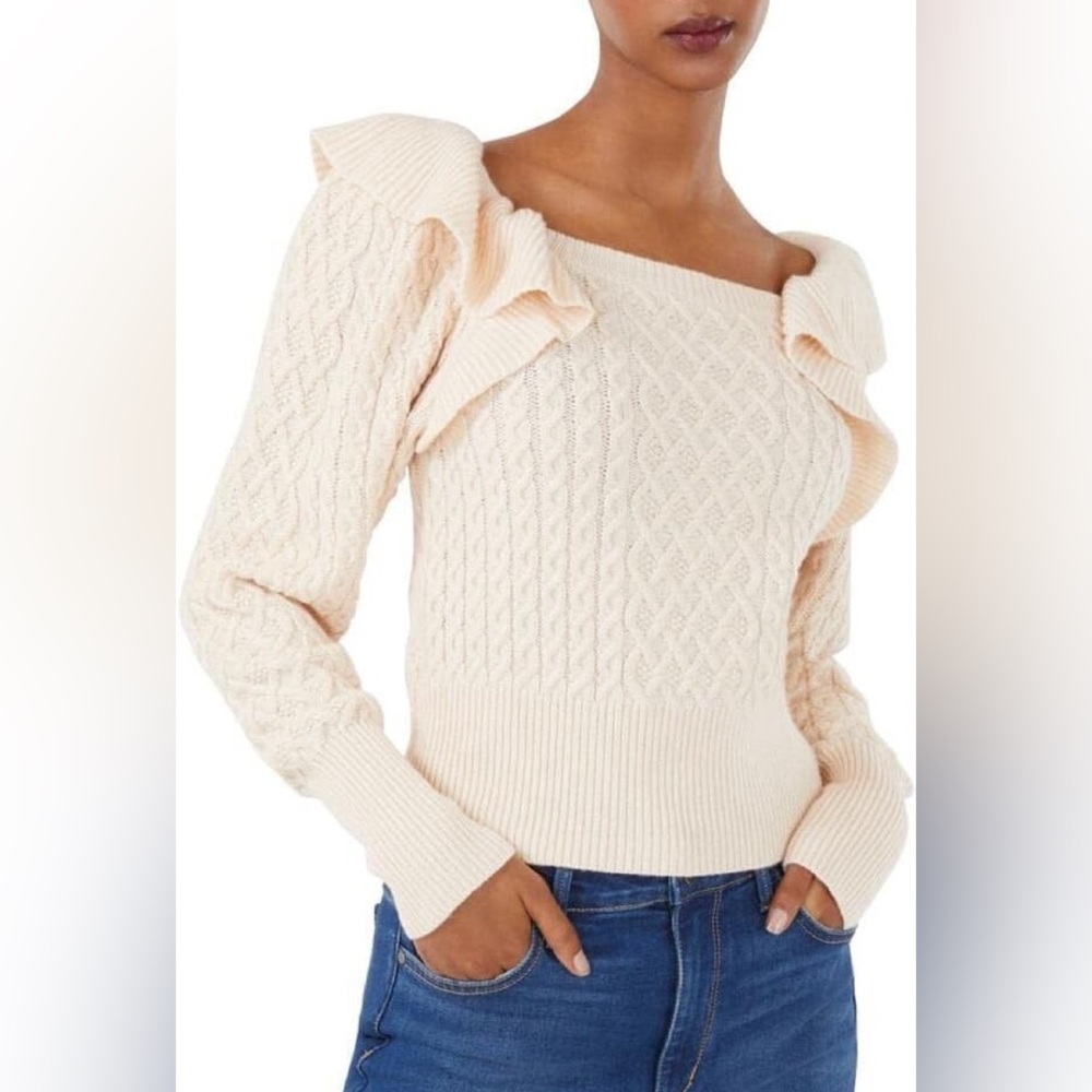 BCBGMaxAzria Pale Pink Cable Knit Sweater Top
